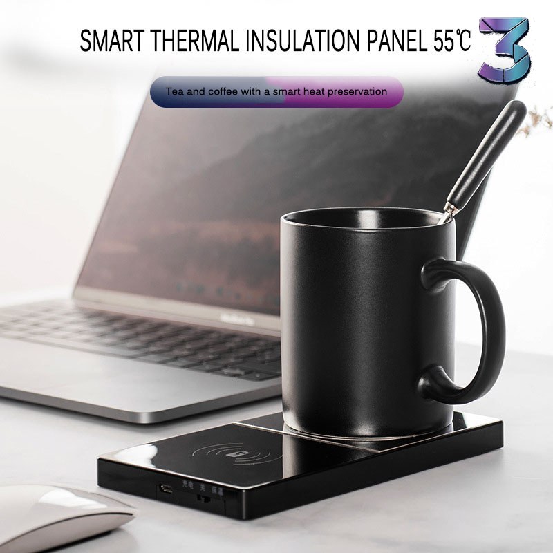 2-in-1 Elektrische Mokwarmer & Draadloze Oplader – Home & Office