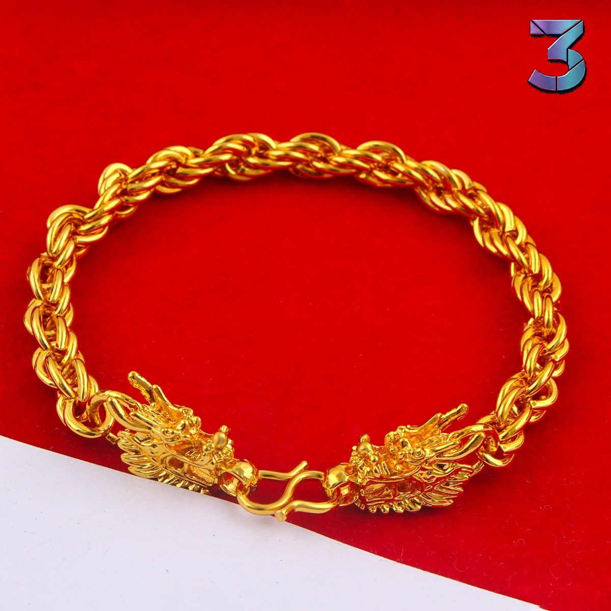Dragon Head Fried Dough Twist – Goudgeplateerde Snake Bone armband