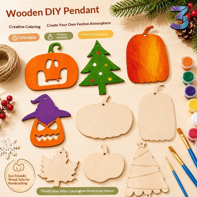 Handgemaakte Houten Pompoen Decoraties voor Feestdagen