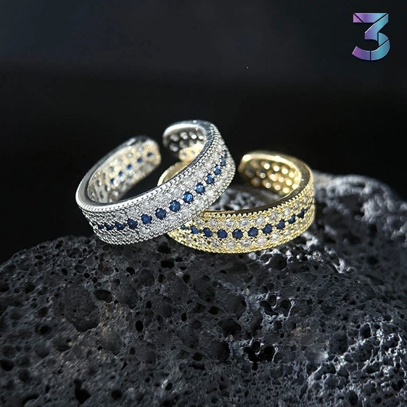Vintage Open Crown Ring met Diamanten en Micropavers