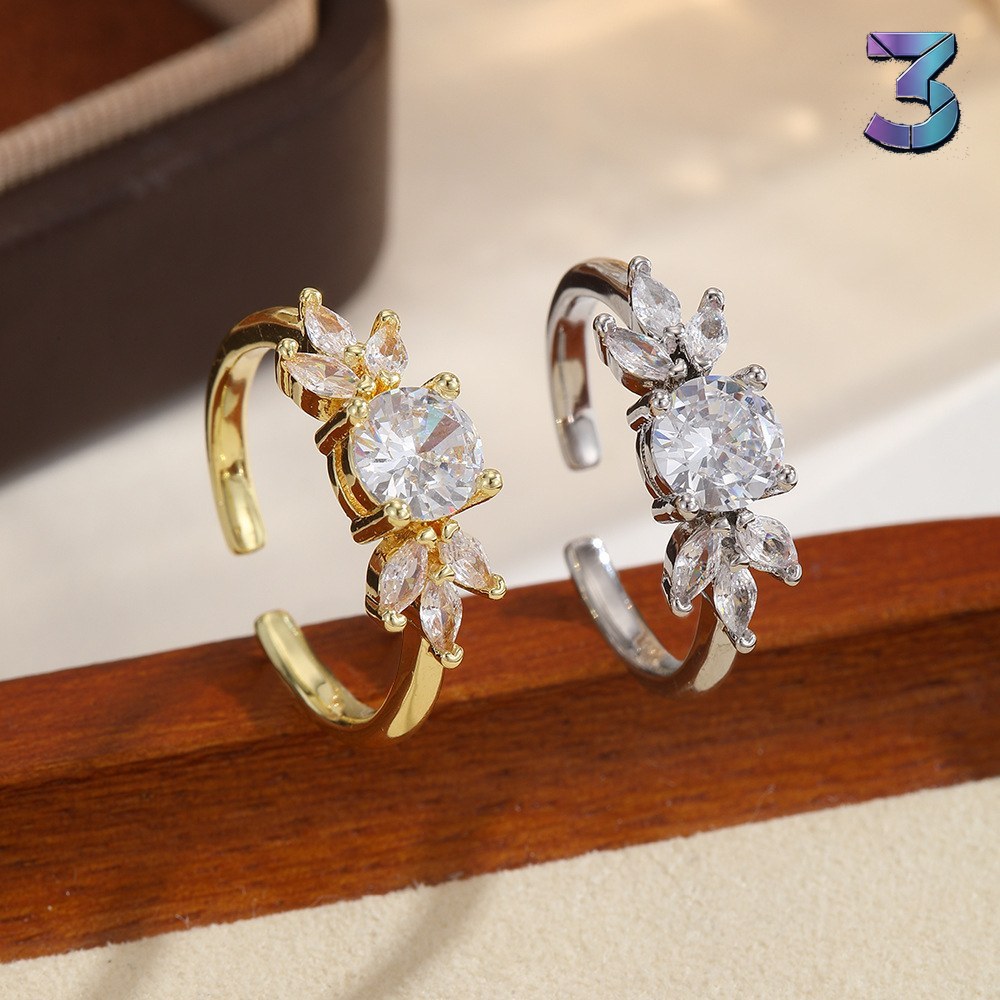 Floral Sprankelende Rhinestone Open Ring