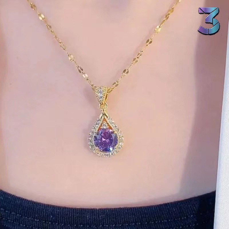 Luxe Paarse Waterdruppel Hangertje – Sierlijke Ketting voor Dames