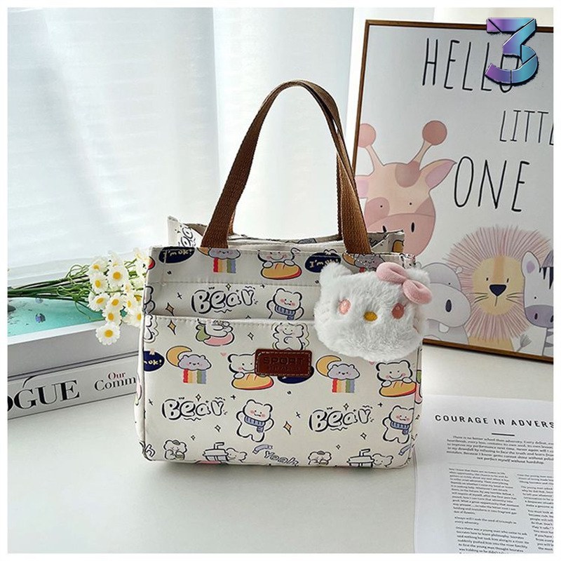 Rainbow Bear Rice White-pendant Handbag – Grote Capaciteit, Stijlvolle