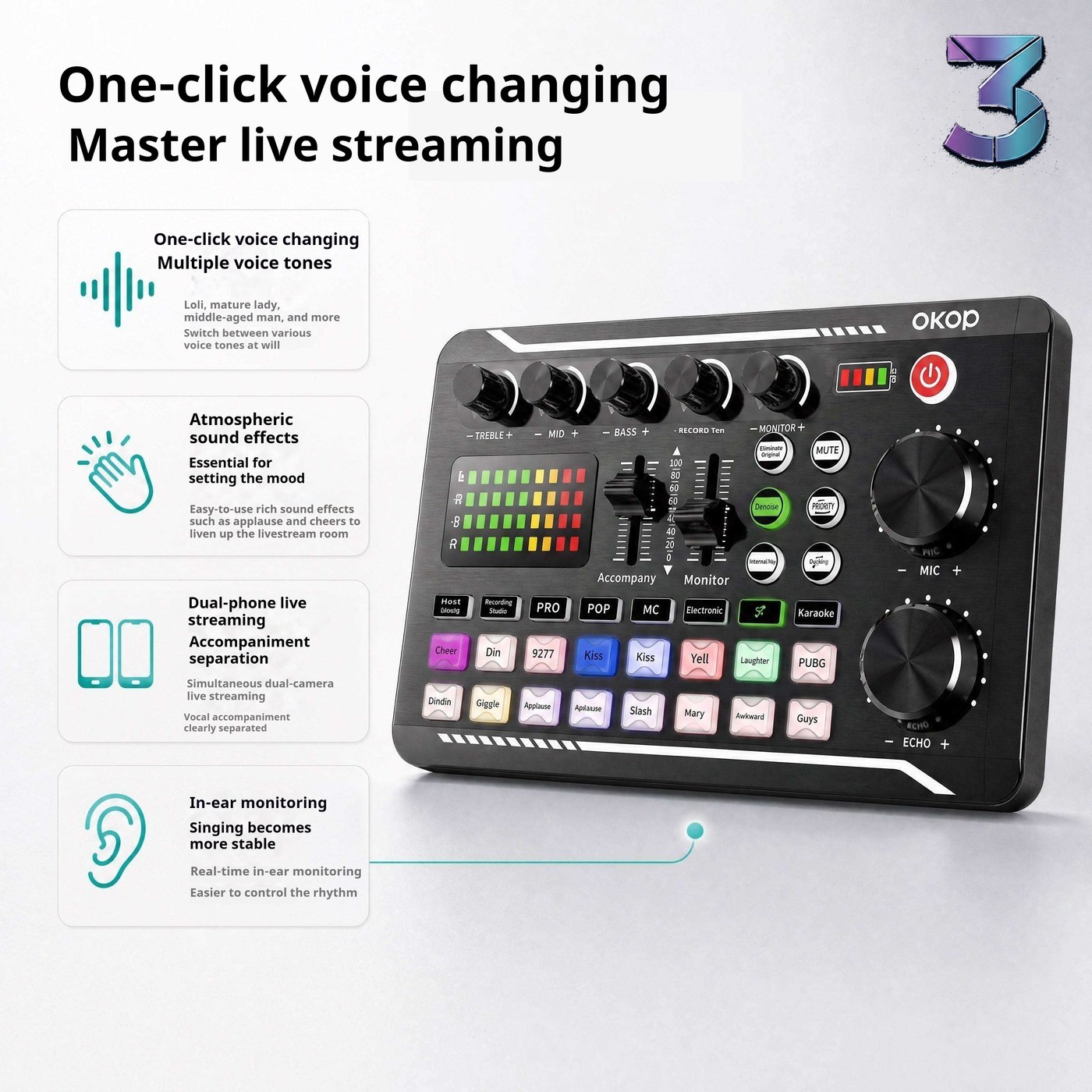 KP‑K17 18 New Multifunctionele Live‑Streaming Sound Card