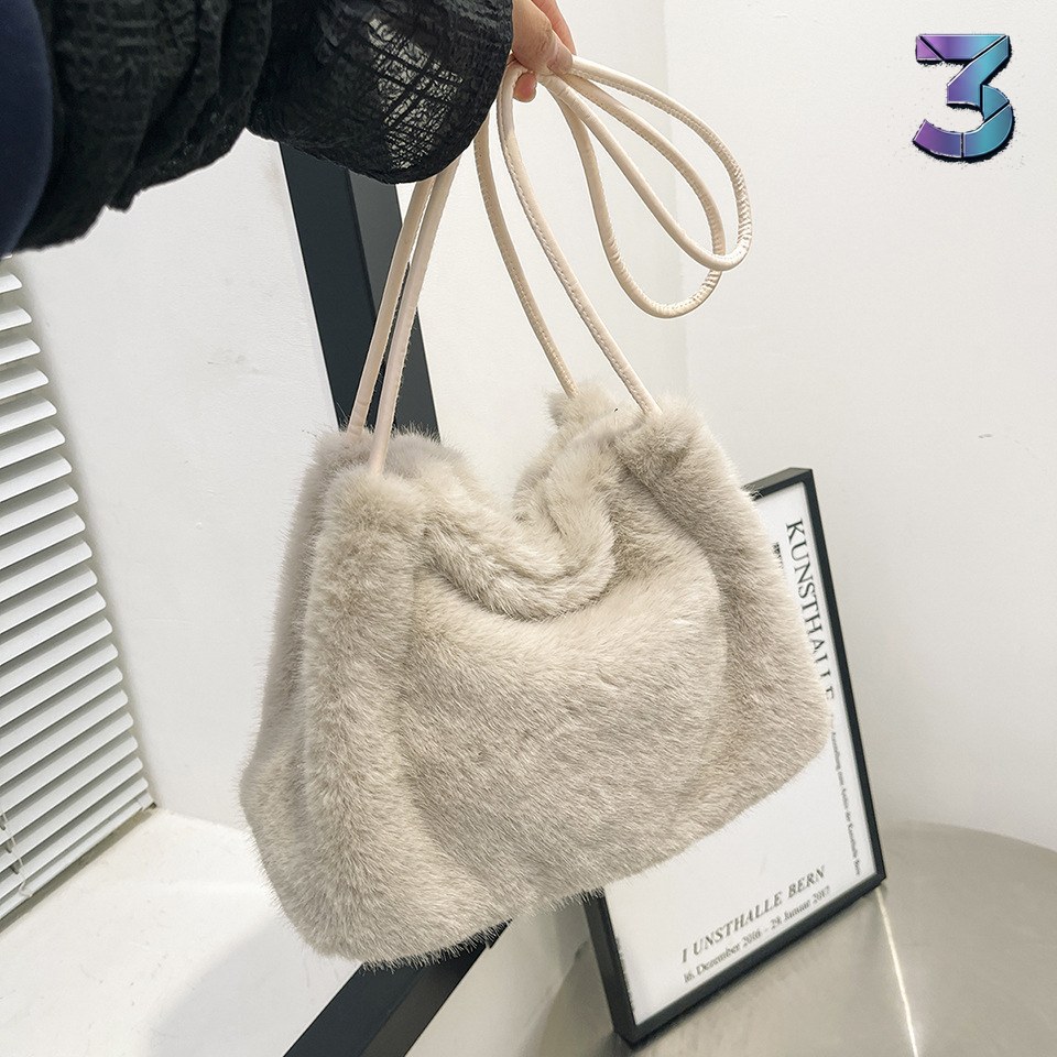 Milan Mink Plush Shoulderbag Light Khaki – Herfst/Winter
