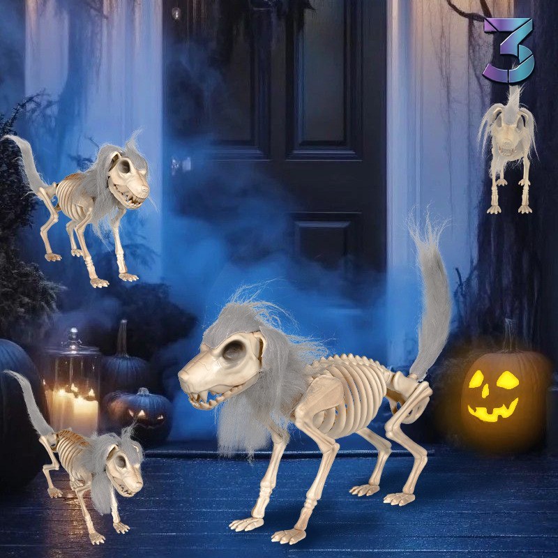 Halloween Honden Skelet met Vacht – Bewegend Partydecor