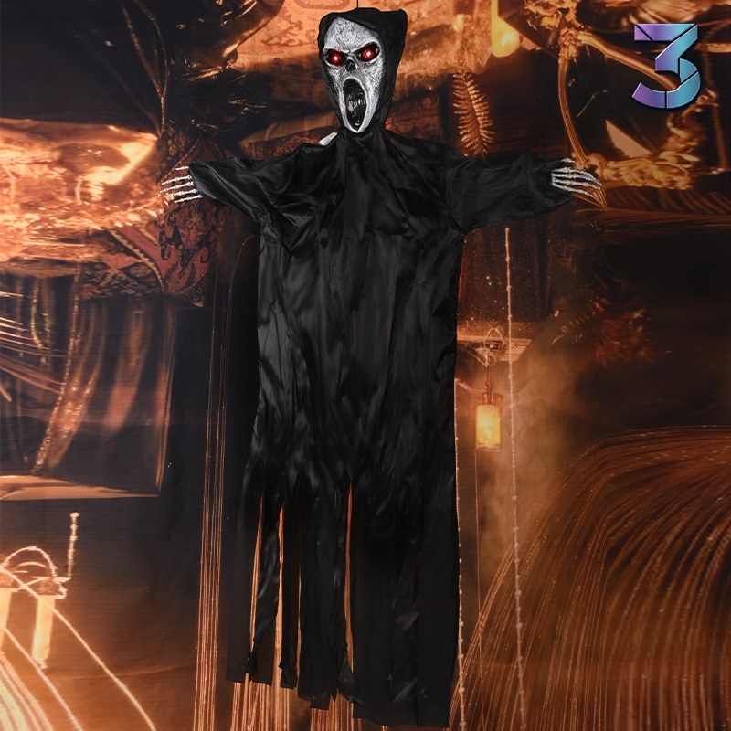 Screaming Scarecrow Halloween Hangende Lichtslinger met Stem