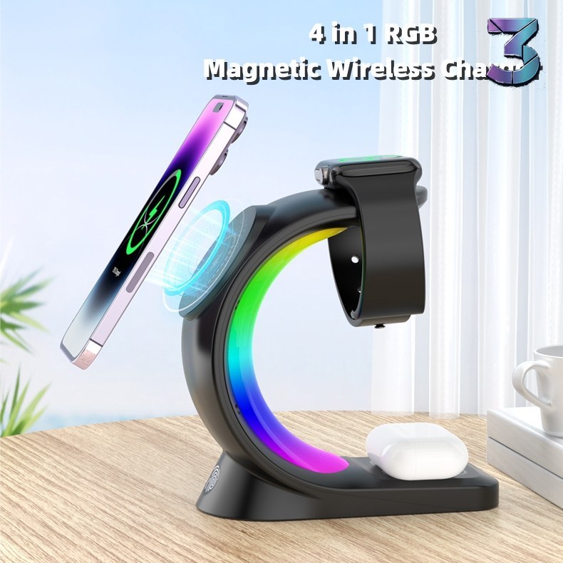 4-in-1 Magnetische Draadloze Snellaadstation voor iPhone, AirPods & Wa