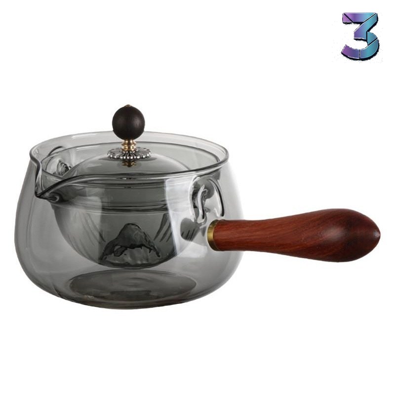 Rotary Hittebestendige Glazen Theepot met Infuser & Houten Handvat