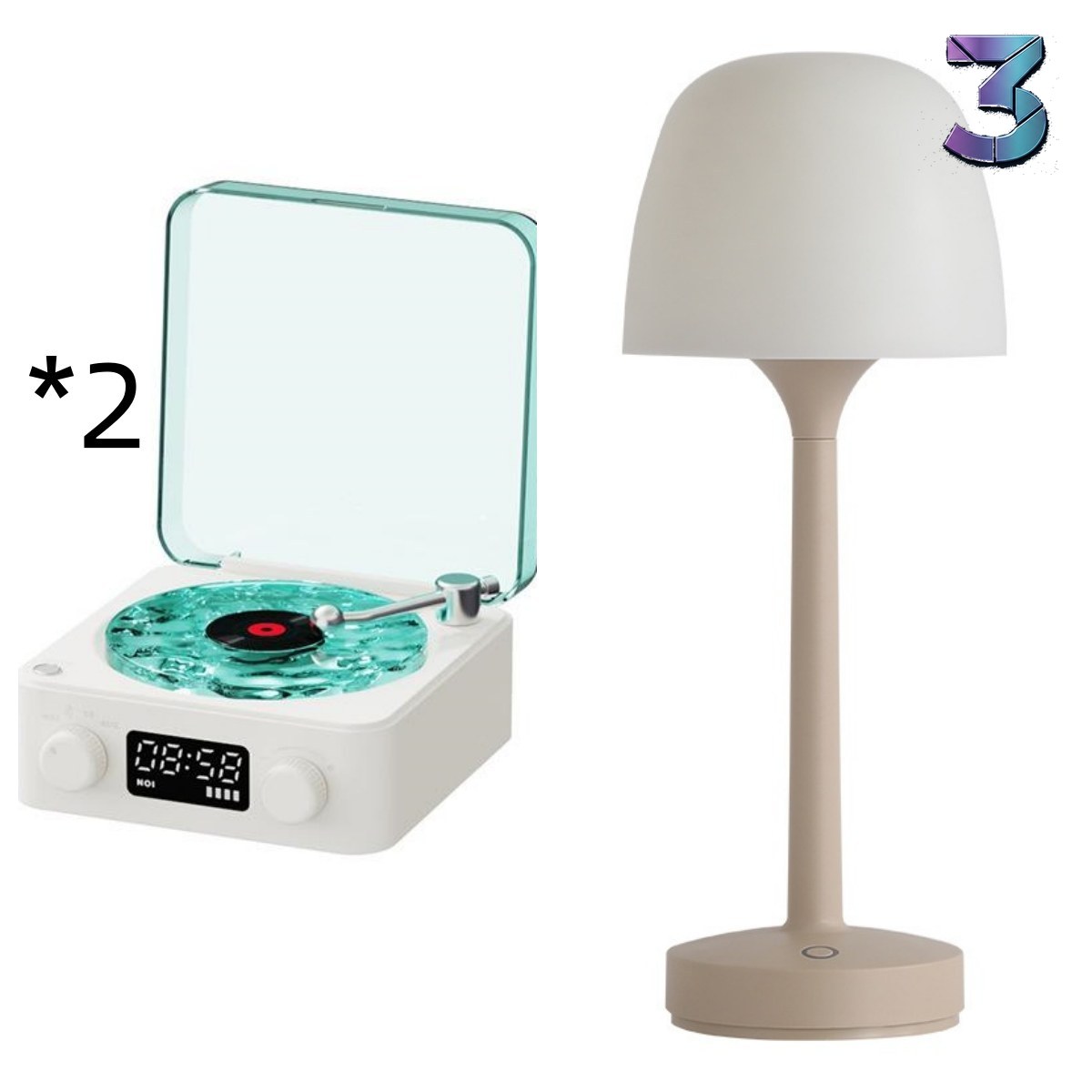 Retro Bluetooth Draaiplateau met RGB Licht en White Noise