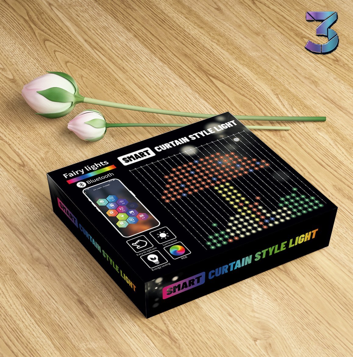 Smart LED RGB Gordijn Slinger – Bluetooth & App Bediening